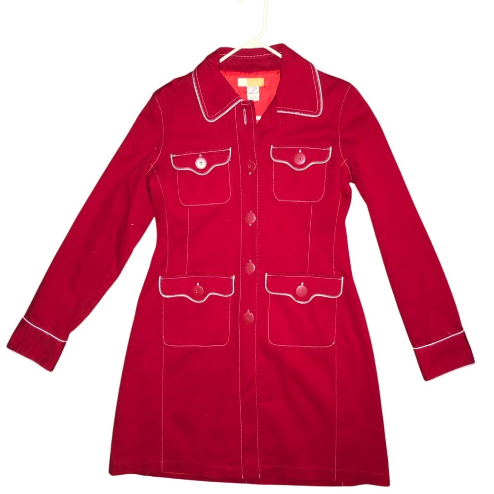 Tulle Scarlet Button-Up Trench Coat